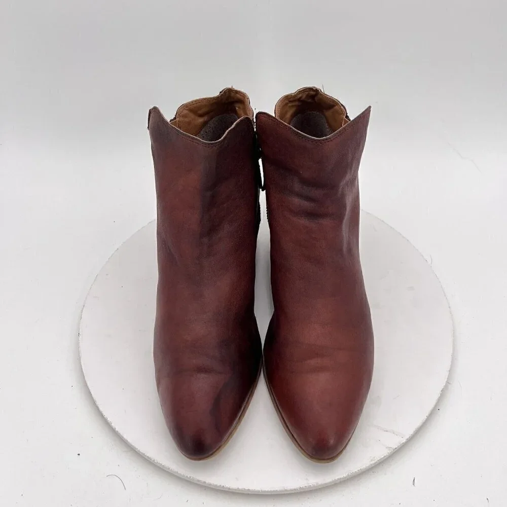 Frye Judith Women Size 10M Cognac Brown Leather Ankle Zip Block Heel Boot